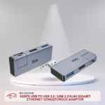 BİX BX22HB 5GBPS USB TO USB 3.2 / USB 2.0 RJ45 GİGABİT ETHERNET DÖNÜŞTÜRÜCÜ ADAPTÖR
