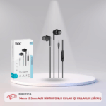 BİX HF01A 14mm 3.5mm AUX MİKROFONLU KULAK İÇİ KULAKLIK (SİYAH)