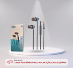 BİX HF02A EXTRA BASS 3.5mm AUX MİKROFONLU KULAK İÇİ KULAKLIK (SİYAH)