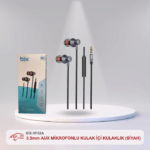 BİX HF02A EXTRA BASS 3.5mm AUX MİKROFONLU KULAK İÇİ KULAKLIK (SİYAH)