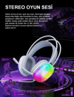 LECOO HT409 RGB KABLOLU USB 7.1 MİKROFONLU OYUNCU KULAKLIK (BEYAZ) - Görsel 5