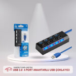 GABBLE GAB-UAP304 USB 3.0  4 PORT ANAHTARLU USB ÇOKLAYICI
