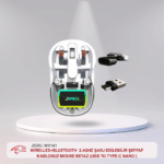 JEDEL WD141 WİRELLES+BLUETOOTH  2.4GHZ ŞARJ EDİLEBİLİR ŞEFFAF KABLOSUZ MOUSE BEYAZ (USB TO TYPC-E NANO)