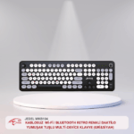 JEDEL WKB104 KABLOSUZ  Wİ-Fİ / BLUETOOTH RETRO RENKLİ DAKTİLO  YUMUŞAK TUŞLU MULTİ-DEVİCE KLAVYE (GRİ / SİYAH)