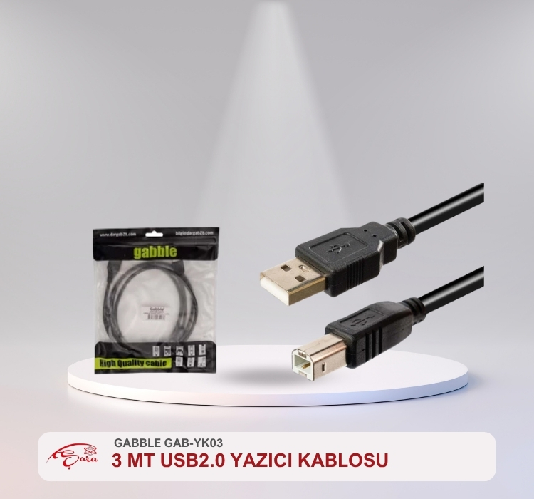 KABLO 22 GABBLE GAB-YK03 3MT USB2.0 YAZICI KABLOSU - Görsel 1