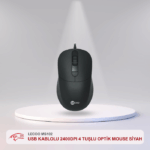 LECOO MS102 USB KABLOLU 2400DPI 4 TUŞLU OPTİK MOUSE SİYAH