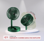 TORİMA F-06 TAŞINABİLİR 3 KADEMELİ ŞARJLI FAN VANTİLATÖR