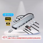 GABBLE GAB-UY258 8 IN1 TYPE-C DÖNÜŞTÜRÜCÜ ÇEVİRİCİ ÇOKLAYICI
