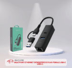HEATZ ZT88 MULTİPORT ETHERNET DÖNÜŞTÜRÜCÜ RJ45 FEMALE USB-C USB2.0