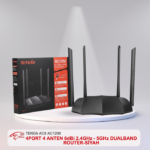 TENDA AC8 AC1200 4PORT 4 ANTEN 6dBi 2.4GHz - 5GHz DUALBAND ROUTER-SİYAH