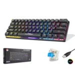 HADRON G509 KABLOLU OYUNCU MİNİ MEKANİK KLAVYE BLUE SWİTCH RGB Q- SİYAH - Görsel 2