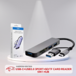 HADRON HDX7826 USB-C+USB3.0 3PORT+SD/TF CARD READER 5IN1 HUB