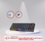 HADRON G509 KABLOLU OYUNCU MİNİ MEKANİK KLAVYE BLUE SWİTCH RGB Q- SİYAH