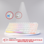HADRON G508 KABLOLU OYUNCU MİNİ MEKANİK KLAVYE BLUE SWİTCH RGB Q- BEYAZ