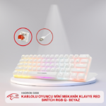 HADRON G508 KABLOLU OYUNCU MİNİ MEKANİK KLAVYE RED SWİTCH RGB Q- BEYAZ
